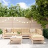 Salon de jardin 7 pcs avec coussins bois massif 570173570173
