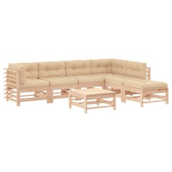 Salon de jardin 7 pcs avec coussins bois massif 570173570173