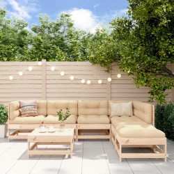 Salon de jardin 7 pcs avec coussins bois massif 570174570174