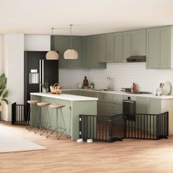 Barrière pour chien porte pliable 12panneaux noir bois peuplier 570176570176