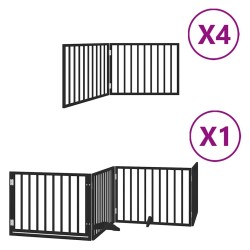 Barrière pour chien porte pliable 12panneaux noir bois peuplier 570176570176