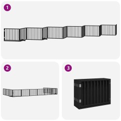 Barrière pour chien porte pliable 12panneaux noir bois peuplier 570176570176