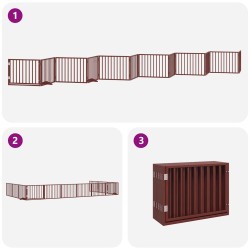Barrière pour chien porte pliable 12 panneaux bois de peuplier 570177570177