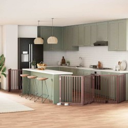 Barrière pour chien avec porte pliable 6 panneaux bois peuplier 570178570178