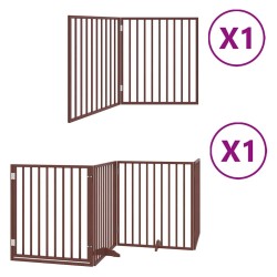 Barrière pour chien avec porte pliable 6 panneaux bois peuplier 570178570178