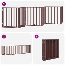 Barrière pour chien avec porte pliable 6 panneaux bois peuplier 570178570178