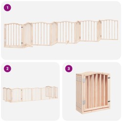 Barrière pour chiens avec porte pliable 9panneaux bois peuplier 570181570181