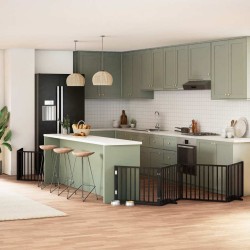 Barrière pour chien porte pliable 8 panneaux noir bois peuplier 570185570185