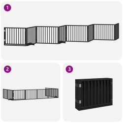 Barrière pour chien porte pliable 8 panneaux noir bois peuplier 570185570185