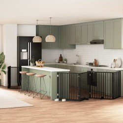 Barrière pour chien porte pliable 8 panneaux noir bois peuplier 570187570187