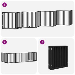 Barrière pour chien porte pliable 8 panneaux noir bois peuplier 570187570187