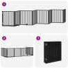 Barrière pour chien porte pliable 8 panneaux noir bois peuplier 570187570187