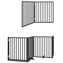 Barrière pour chien porte pliable 6 panneaux noir bois peuplier 570188570188
