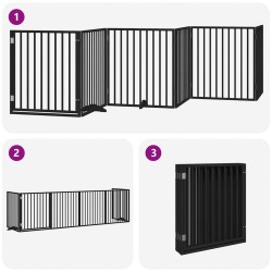 Barrière pour chien porte pliable 6 panneaux noir bois peuplier 570188570188