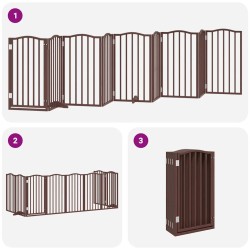 Barrière pour chien porte pliable 9 panneaux bois de peuplier 570191570191