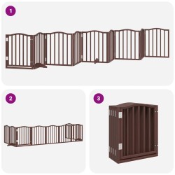 Barrière pour chien porte pliable 9 panneaux bois de peuplier 570194570194