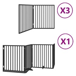 Barrière pour chien porte pliable 10panneaux noir bois peuplier 570196570196
