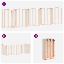 Barrière pour chiens avec porte pliable 9panneaux bois peuplier 570197570197