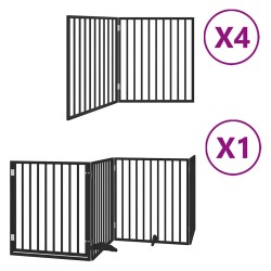 Barrière pour chien porte pliable 12panneaux noir bois peuplier 570200570200