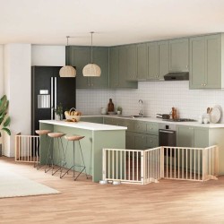 Barrière pour chien porte pliable 10 panneaux bois de peuplier 570233570233