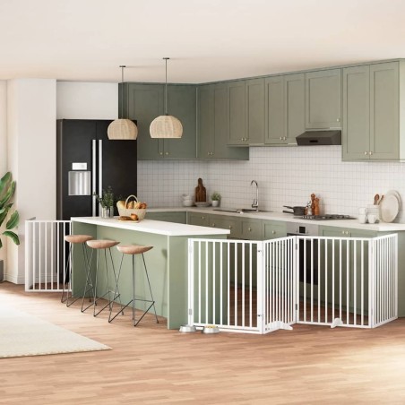 Barrière pour chien porte pliable 8panneaux blanc bois peuplier 570235570235