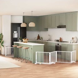 Barrière pour chien porte pliable 12 panneaux bois de peuplier 570236570236