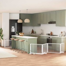 Barrière pour chien porte pliable 8panneaux blanc bois peuplier 570238570238