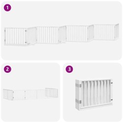 Barrière pour chien porte pliable 8panneaux blanc bois peuplier 570238570238