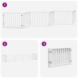 Barrière pour chien porte pliable 6panneaux blanc bois peuplier 570239570239