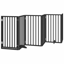 Barrière pour chien porte pliable 9 panneaux noir bois peuplier 570242570242