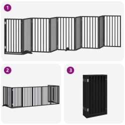 Barrière pour chien porte pliable 9 panneaux noir bois peuplier 570242570242
