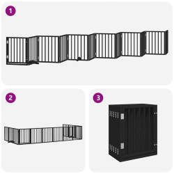 Barrière pour chien porte pliable 12panneaux noir bois peuplier 570243570243