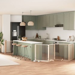 Barrière pour chien porte pliable 10 panneaux bois de peuplier 570244570244