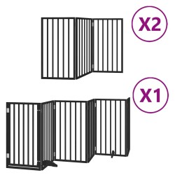Barrière pour chien porte pliable 12panneaux noir bois peuplier 570245570245
