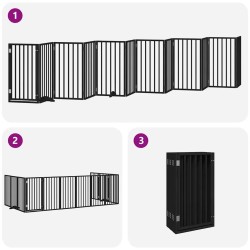 Barrière pour chien porte pliable 12panneaux noir bois peuplier 570245570245