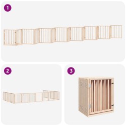 Barrière pour chien porte pliable 15 panneaux bois de peuplier 570246570246