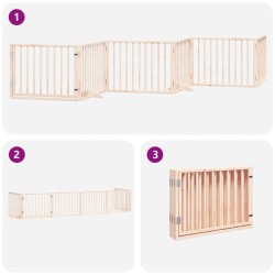 Barrière pour chien avec porte pliable 6 panneaux bois peuplier 570247570247