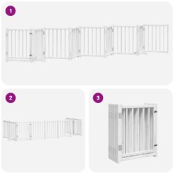 Barrière pour chien porte pliable 9panneaux blanc bois peuplier 570248570248