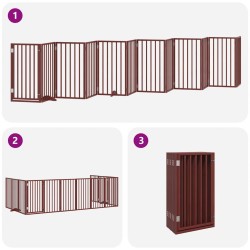 Barrière pour chien porte pliable 12 panneaux bois de peuplier 570252570252