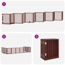 Barrière pour chien porte pliable 12 panneaux bois de peuplier 570253570253