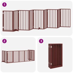 Barrière pour chien porte pliable 9 panneaux bois de peuplier 570254570254