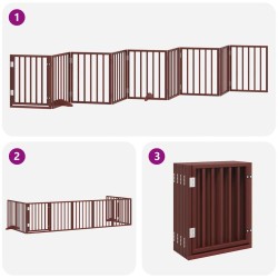 Barrière pour chien porte pliable 9 panneaux bois de peuplier 570257570257