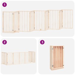Barrière pour chiens avec porte pliable 9panneaux bois peuplier 570259570259