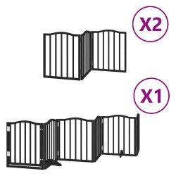 Barrière pour chien porte pliable 12panneaux noir bois peuplier 570262570262