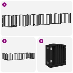 Barrière pour chien porte pliable 12panneaux noir bois peuplier 570262570262