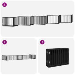 Barrière pour chien porte pliable 10panneaux noir bois peuplier 570263570263