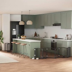 Barrière pour chien porte pliable 9 panneaux noir bois peuplier 570264570264