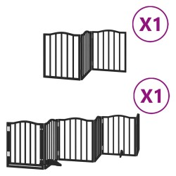 Barrière pour chien porte pliable 9 panneaux noir bois peuplier 570264570264