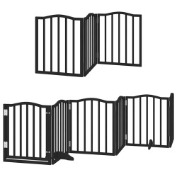 Barrière pour chien porte pliable 9 panneaux noir bois peuplier 570264570264