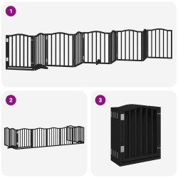 Barrière pour chien porte pliable 9 panneaux noir bois peuplier 570264570264